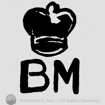 Uppercase BM and a crown above