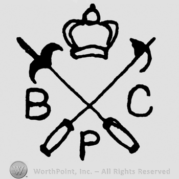 Uppercase BPC, crossed swords, crown