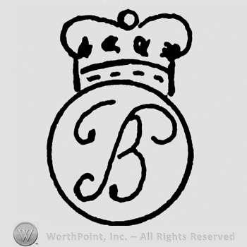 Handwritten uppercase B inside a circle with a crown