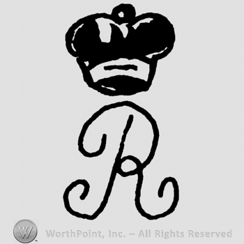 Handwritten uppercase R with crown above