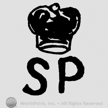 Uppercase SP with crown above