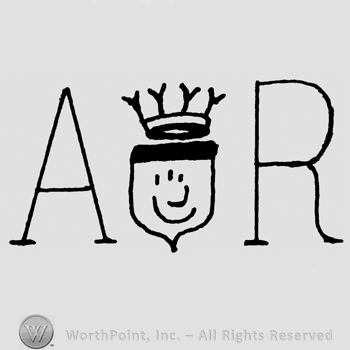 Uppercase AR, shield and crown above
