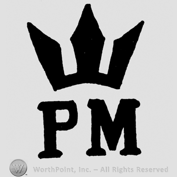 Uppercase PM under a crown