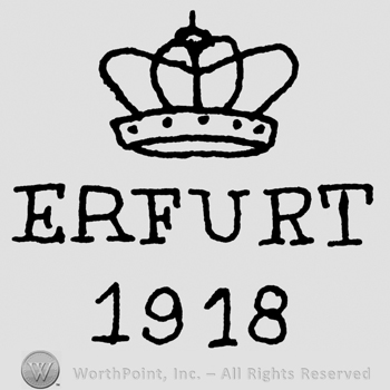 Crown and Erfurt 1918 written with uppercase letters