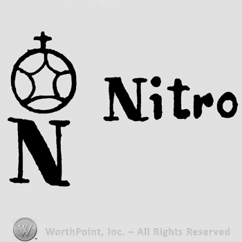 Uppercase N with crown above, Nitro written with lowercase letters