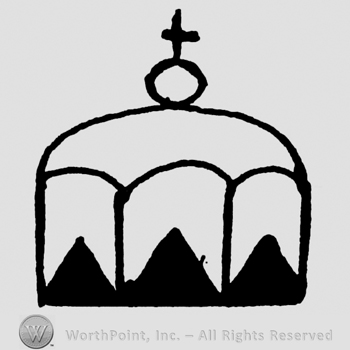 Crown with circle and cross above