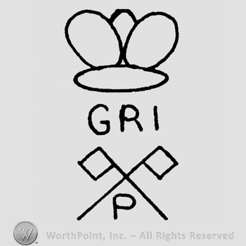 Crown, Gri written with uppercase letters, two banners with uppercase P below