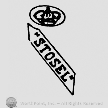 Crown in a circle, Stosel written with uppercase letters on a ribbon