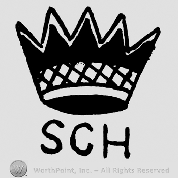 Uppercase SCH with a crown above