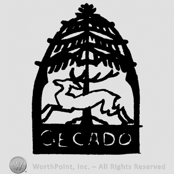 Design with cree, deer and the word Gecado written with uppercase letters