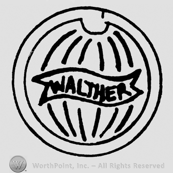 Walther written with uppercase letters on a ribbon inside a globe
