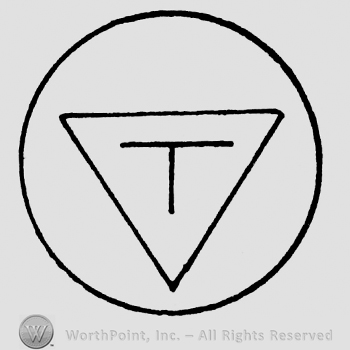 Uppercase T in a triangle, all in a circle