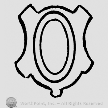 Uppercase O on a shield