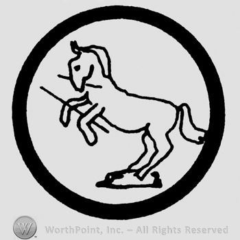 Pranced horse with a stick in his mouth, inside a circle