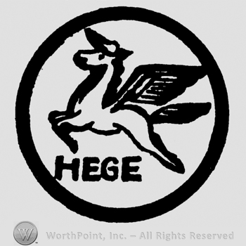 Pegas horse inside a circle, Hege written with uppercase letters