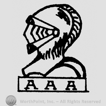 Armor's head, triple uppercase A written below