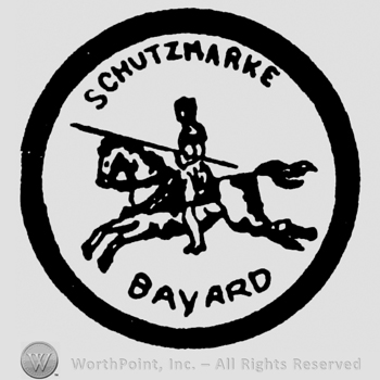 Horseman inside a circle, Schutzmarke bayard written with uppercase letters