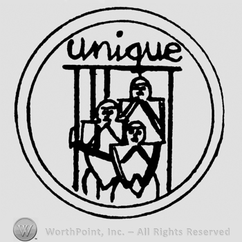Three humans inside a circle, Unique written with lowercase letters