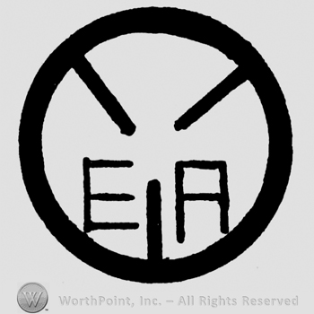 Uppercase EA inside a round design