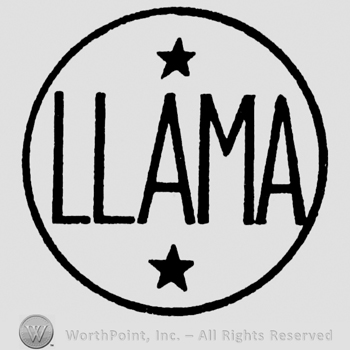 Llama written with uppercase letters, two stars, inside a circle