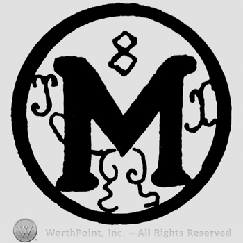 Uppercase M, ornamented inside a circle