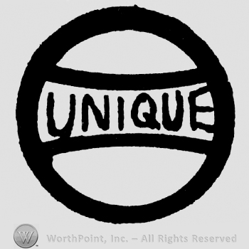 Unique written with uppercase letters inside a circle