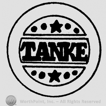 Tanke written with uppercase letters, two stars and dots inside a double circle