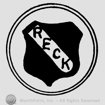 Reck written with uppercase letters on a shield, inside a circle