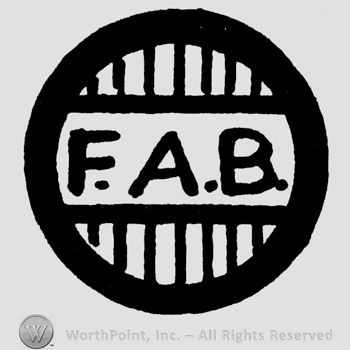 Uppercase F.A.B. inside a circle with vertical lines