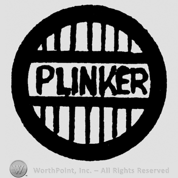 Plinker written with uppercase letters inside a circle with vertical lines