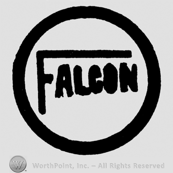 Falcon written with uppercase letters inside a circle