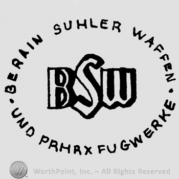 Uppercase BSW and Berlin Suhler Waffen und Prhrx Fugwerke written with uppercase letters arount it