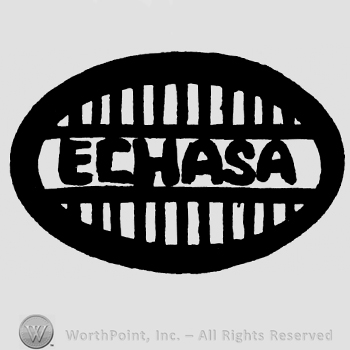 Echasa written with uppercase letters inside an oval with vertical stripes