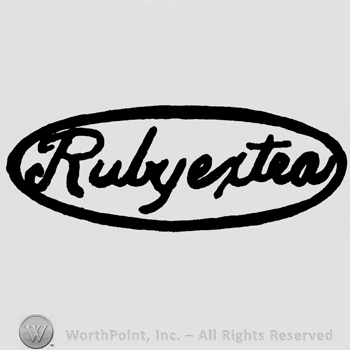 Ruby extra written with lowercase letters inside an oval