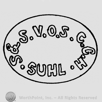 S&S S.V.O.S. C.G.H. Suhl written with uppercase letters inside an oval