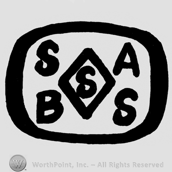Uppercase SBAS written inside an oval and uppercase S written in a diamond in the middle of this oval