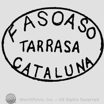 Fasoaso Tarrasa Cataluna written with uppercase letters inside an oval
