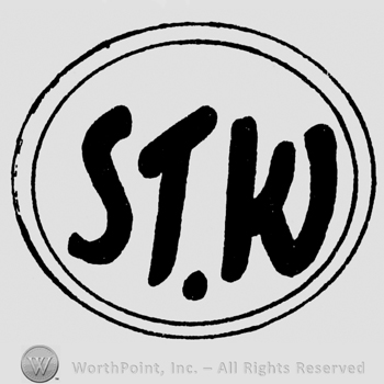 Uppercase ST.W written inside a double-line oval