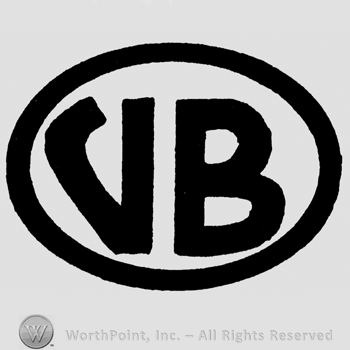 Uppercase VB written inside an oval