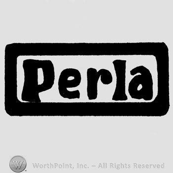 Perla written with lowercase letters inside a rectangle