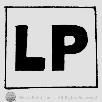 Uppercase LP inside a rectangle