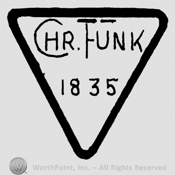 Chr. Funk 1835 written with uppercase letters inside a triangle