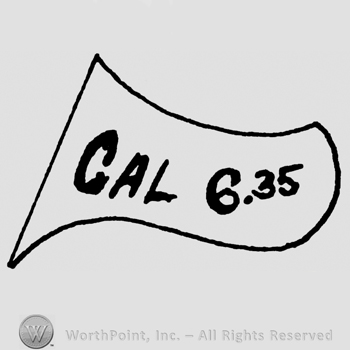 Cal 6.35 written with uppercase letters inside a banner