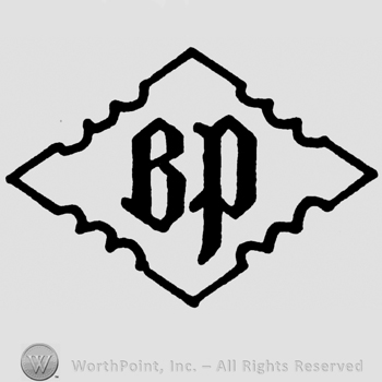 Uppercase BP in a diamond with irregular sides