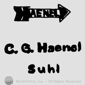 Haenel written with uppercase letters on an arrow, C.G. Haenel Suhl written with lowercase letters