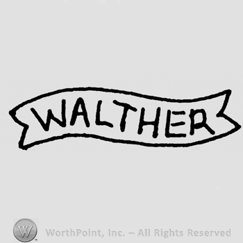 Walther written with uppercase letters on a ribbon