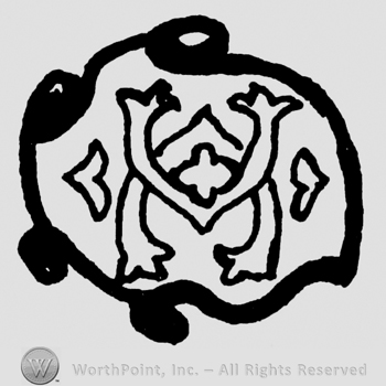 Mirrored uppercase V inside a round shape