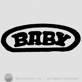Baby written with uppercase letters inside an oval shape