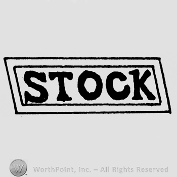 Stock written with uppercase letters inside a rectangle