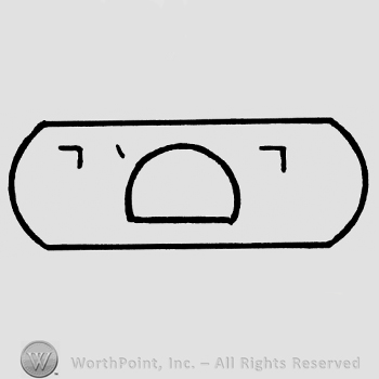 Different signs made of lines and semi-circle inside a rectangle